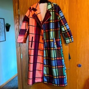 Mid length Spring/Fall coat. Bright and colorful